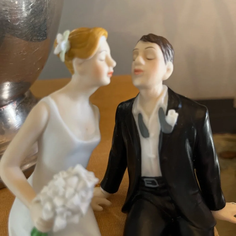 Charming Bride and Groom Cake Topper